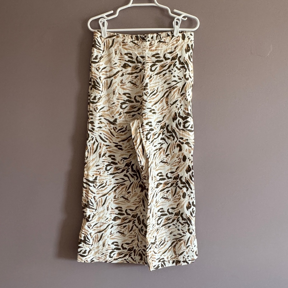 Tahari Linen Wide Leg Cropped Pants